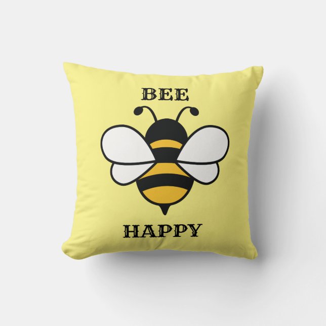 BEE HAPPY Bumble Bee Cushion (Front)