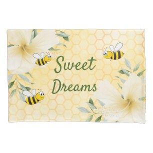 Bee happy bumble bees honeycomb sweet dreams pillowcase