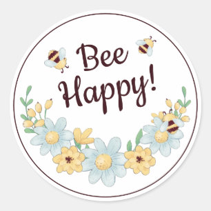 Bee Happy Bumblebee Classic Round Sticker