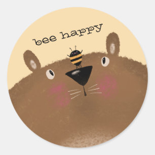 Bee Happy Classic Round Sticker