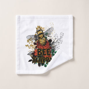 Bee Happy Colourful Bee and Flowers Bath Towel Set
