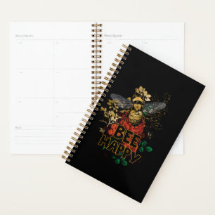 Bee Happy Colourful Bee and Flowers Planner
