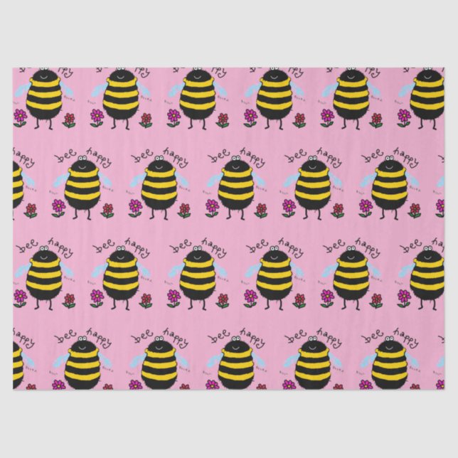 Bee Happy Cute Bee Tissue Paper (Front)