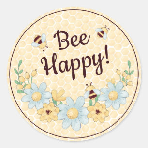 Bee Happy Cute Bumblebee Classic Round Sticker