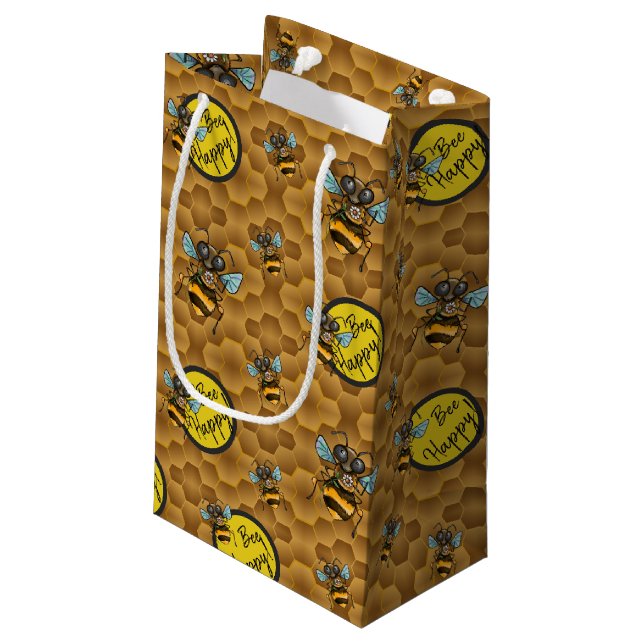 Bee Happy! Cute Honey Bee Gift Bag (Back Angled)