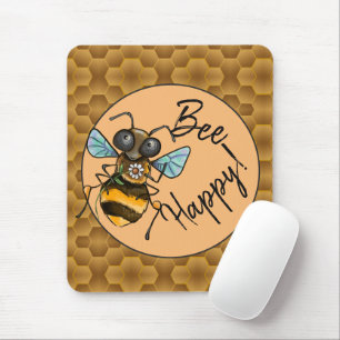 Bee Happy!  Cute Honey Bee Mouse Mat