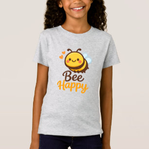 Bee Happy Cute Kawaii Bumblebee Cartoon Design T-Shirt