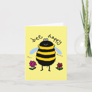 Bee Happy Cute Personalised Card