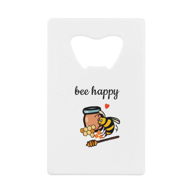 Bee happy cute yellow and blue word art (Front)