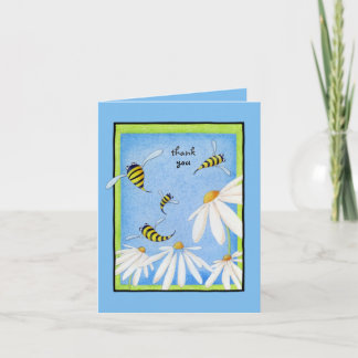 Bee Happy Daisies Thank You Note Card