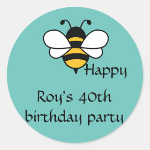 Bee Happy editable text   Classic Round Sticker