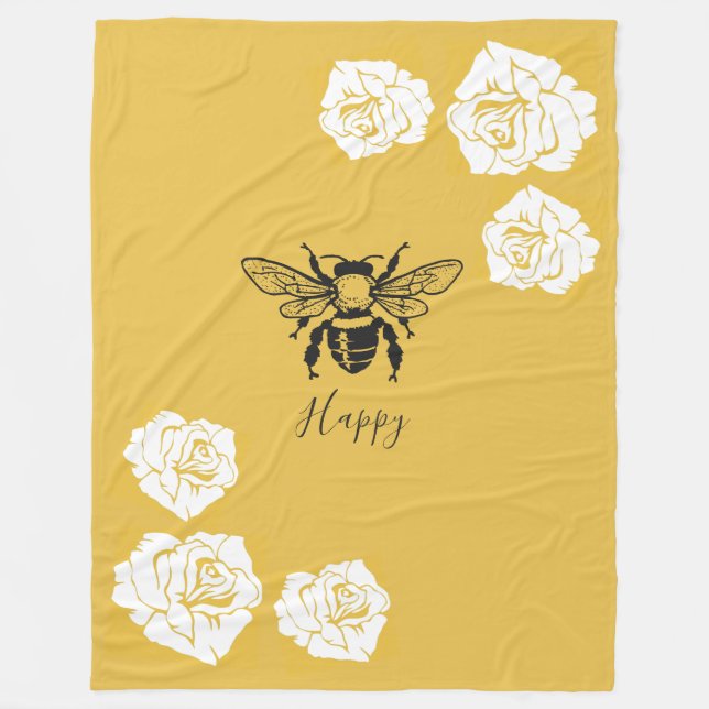 Bee Happy Fleece Blanket (Front)