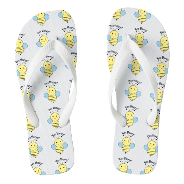 Bee Happy Flip Flops (Footbed)