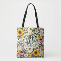 Bee Happy Floral Garden Tote