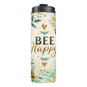 Bee Happy Floral Thermal Tumbler