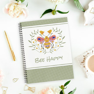Bee Happy Folk Art Bumble Bee Notebook