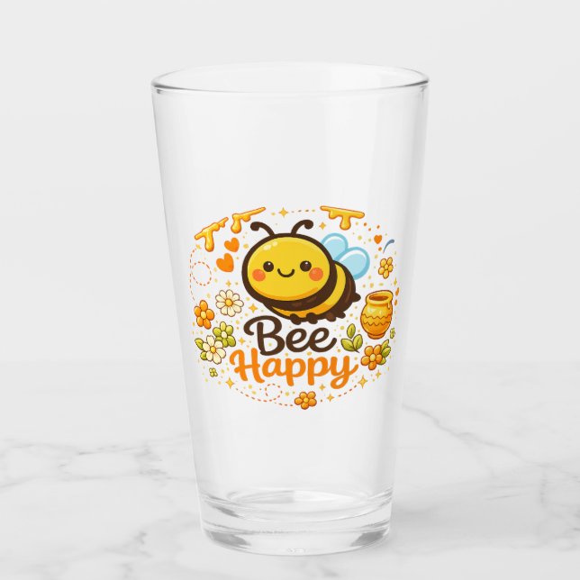 Bee Happy Glass (Front)