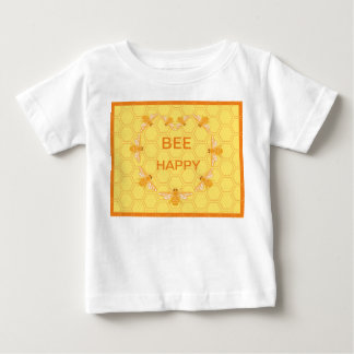 Bee Happy honey bees on yellow honeycomb Baby T-Shirt