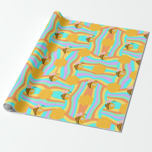 Bee Happy Honeycomb Wrapping Paper