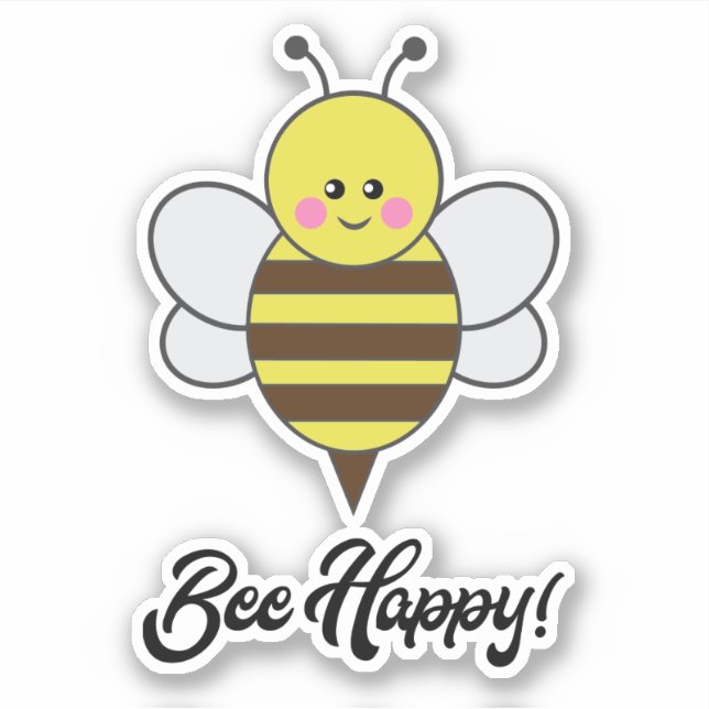 Bee Happy Kawaii Bee Buzz Cute Bumblebee quote (Front)