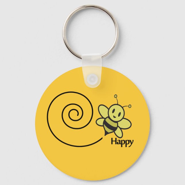 bee happy key ring (Front)