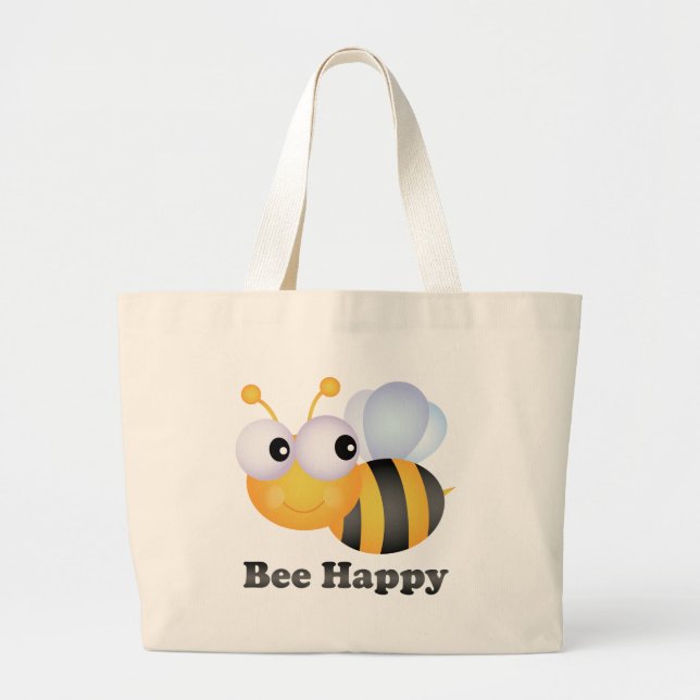 Bee Happy Large Tote Bag (Front)