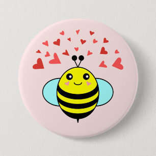 Bee Happy Love Heart 7.5 Cm Round Badge