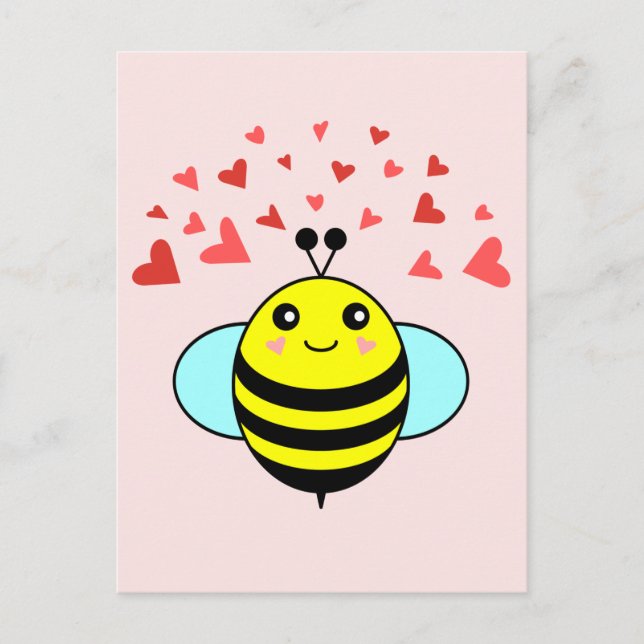 Bee Happy Love Heart Postcard (Front)