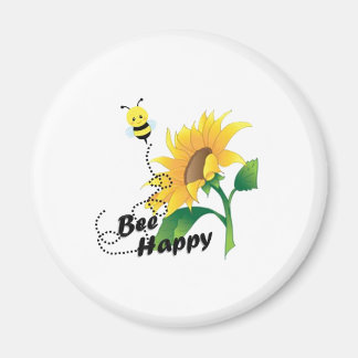 Bee Happy Magnet with Sunflower