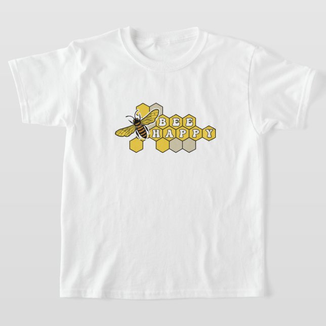 Bee Happy Nature's Pollinator: Yellow Bumble Bee T-Shirt (Laydown)