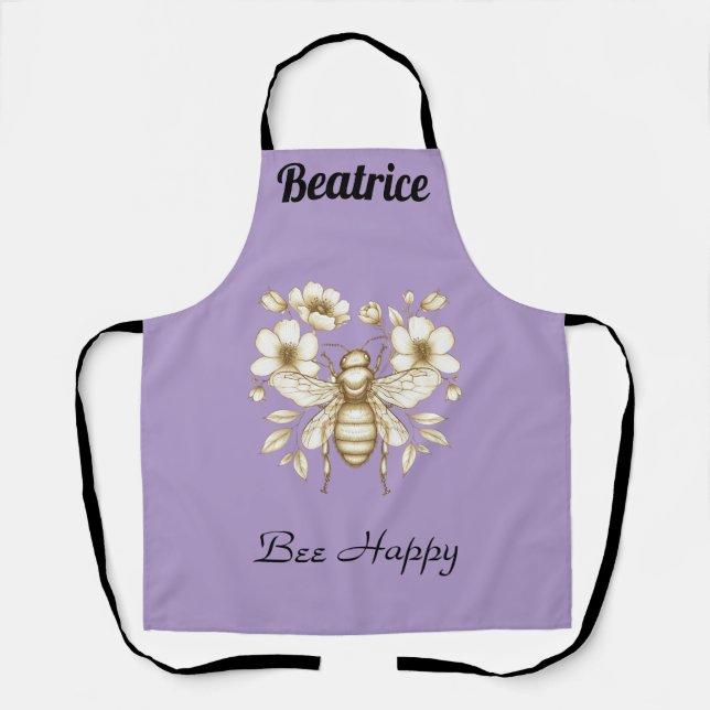 Bee Happy Personalised Apron (Front)