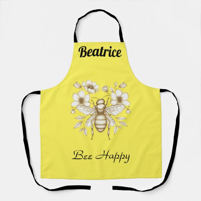 Bee Happy Personalised Apron (Front)