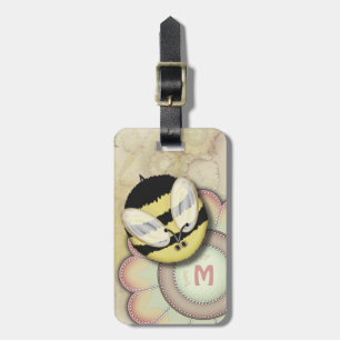 Bee Happy Personalised Monogram Luggage Tag