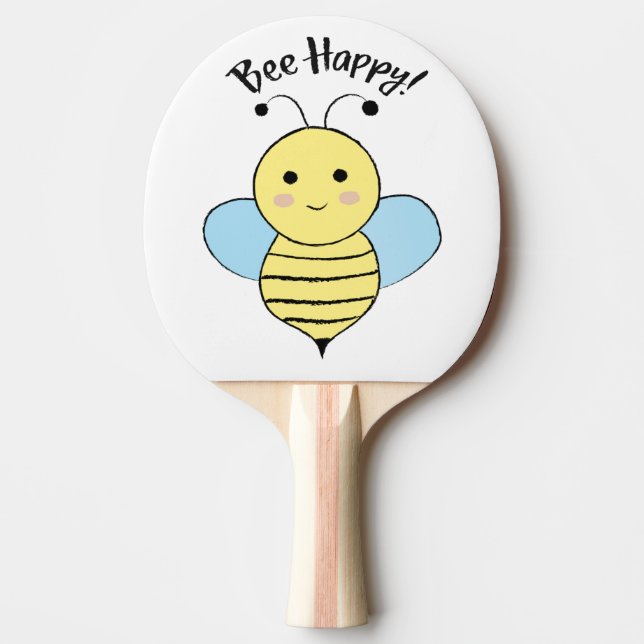 Bee Happy Ping Pong Paddle (Front)