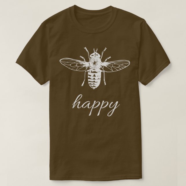 Bee Happy Playful Vintage Graphic Tee Design  (Design Front)