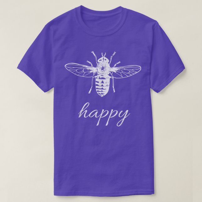 Bee Happy Playful Vintage Graphic Tee Design  (Design Front)