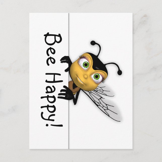 Bee Happy Post Card - Honey Bee Postcard (Front)