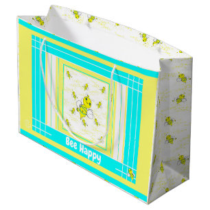 Bee Happy Present Gift Wrap Large Gift Bag