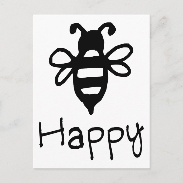 Bee Happy - Quote With A Bee Graphic Postcard (Front)
