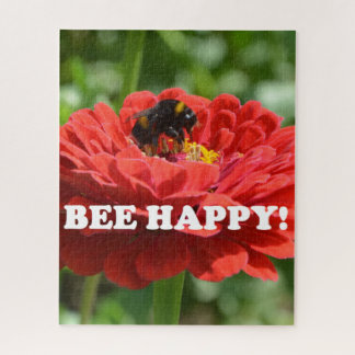 Bee Happy Red Flower Jigsaw Puzzle