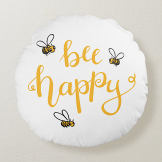 Bee happy round cushion