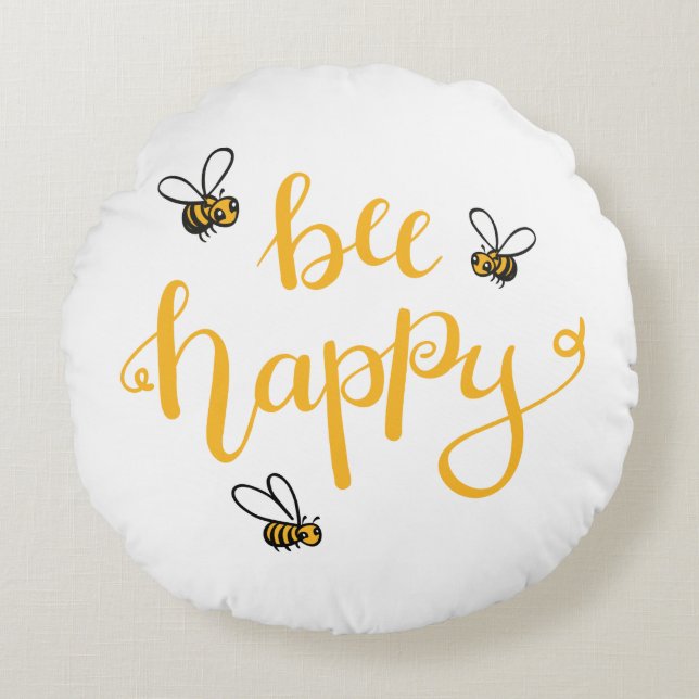 Bee happy round cushion (Front)