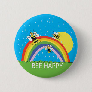 Bee Happy Summer rainbow badge