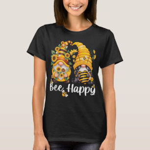 Bee Happy Sunflower Honey Bee Gnomes Summer Garden T-Shirt