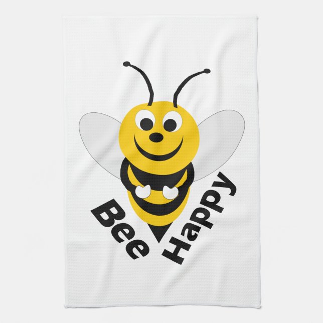 Bee Happy Tea Towel (Vertical)