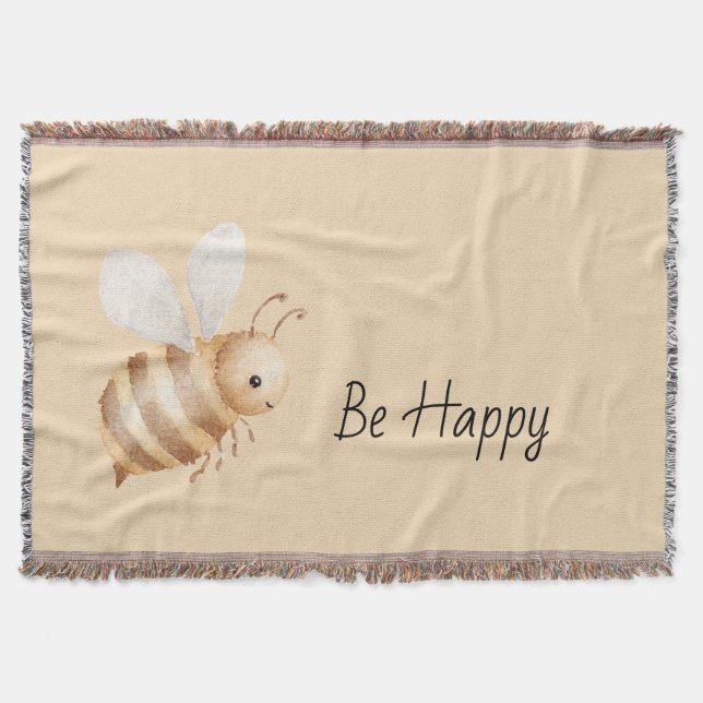 Bee Happy Throw Blanket (Front)