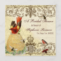 Bee Happy Vintage, Bridal Shower Invitation Invite