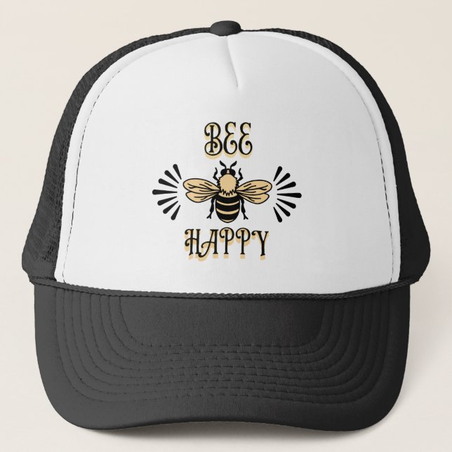 Bee Happy | Vintage Colours Honey Bee Trucker Hat (Front)