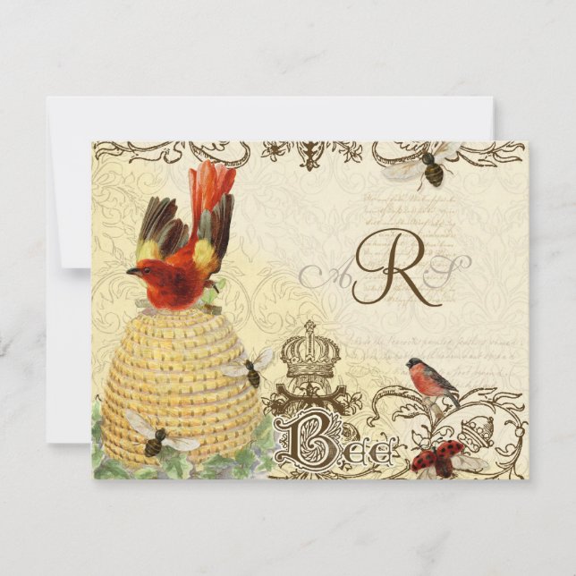 Bee Happy Vintage - RSVP Response Card (Front)