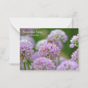 Bee Happy with Purple Allium Flower Save the Date Card